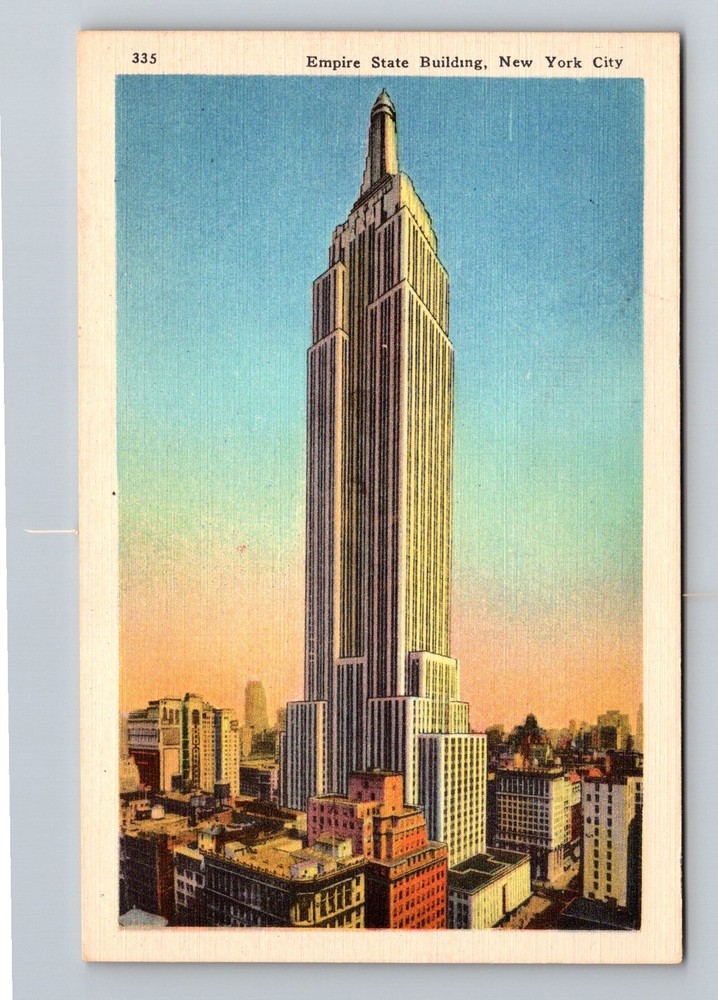 New York City NY,, Empire State Building Art Deco View, Vintage Postcard