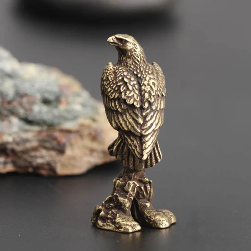 Brass Eagle Animal Statue Small Sculpture Tabletop Figurine Home Decor Gifts