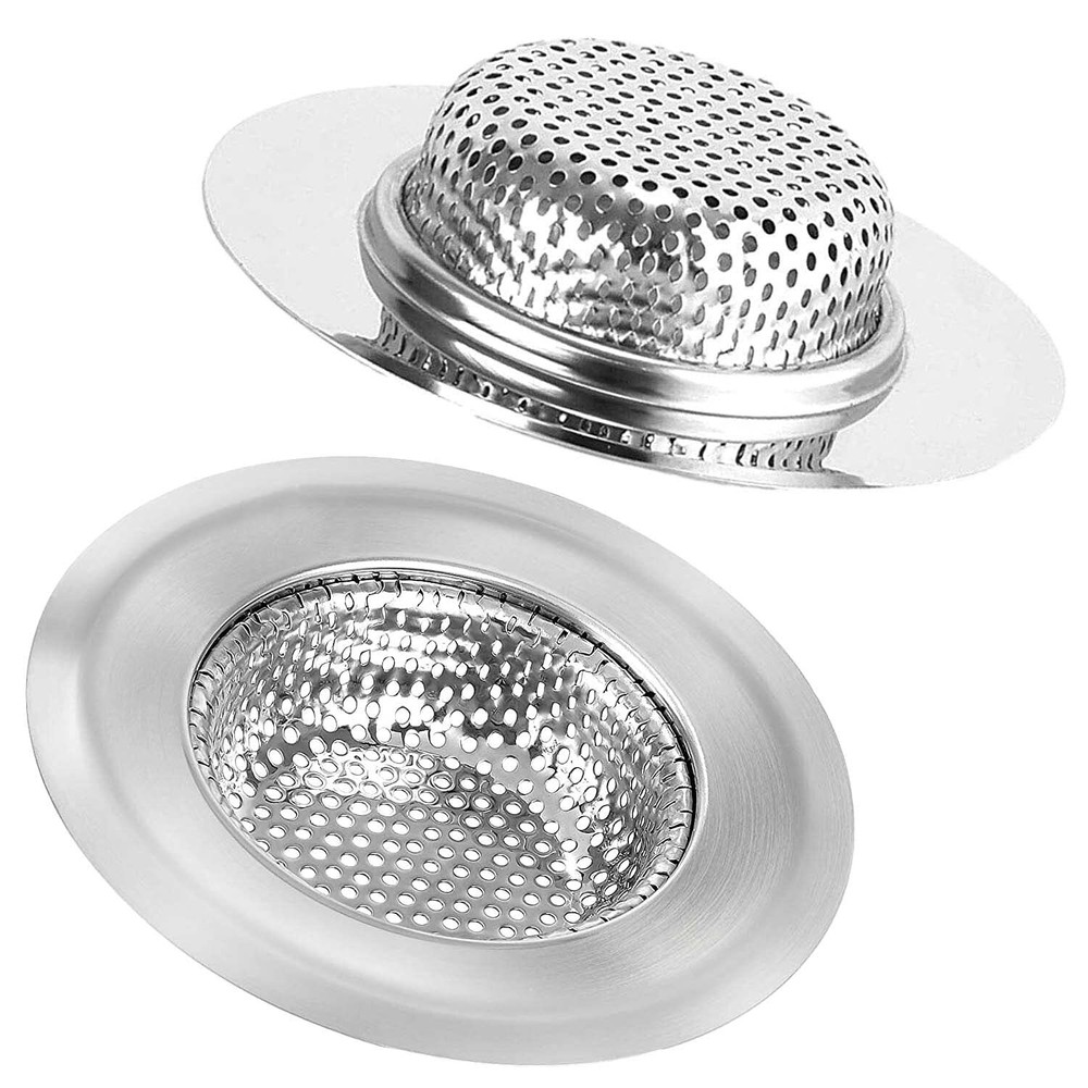 2 Stainless Steel Kitchen Sink Strainers 4.5 Inch Anti-Clogging Drain Filters