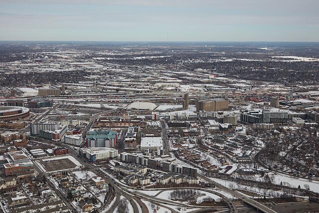 Photo:St Paul Minnesota 2020 Downtown Aerial Winter View TCF Bank Stadium
