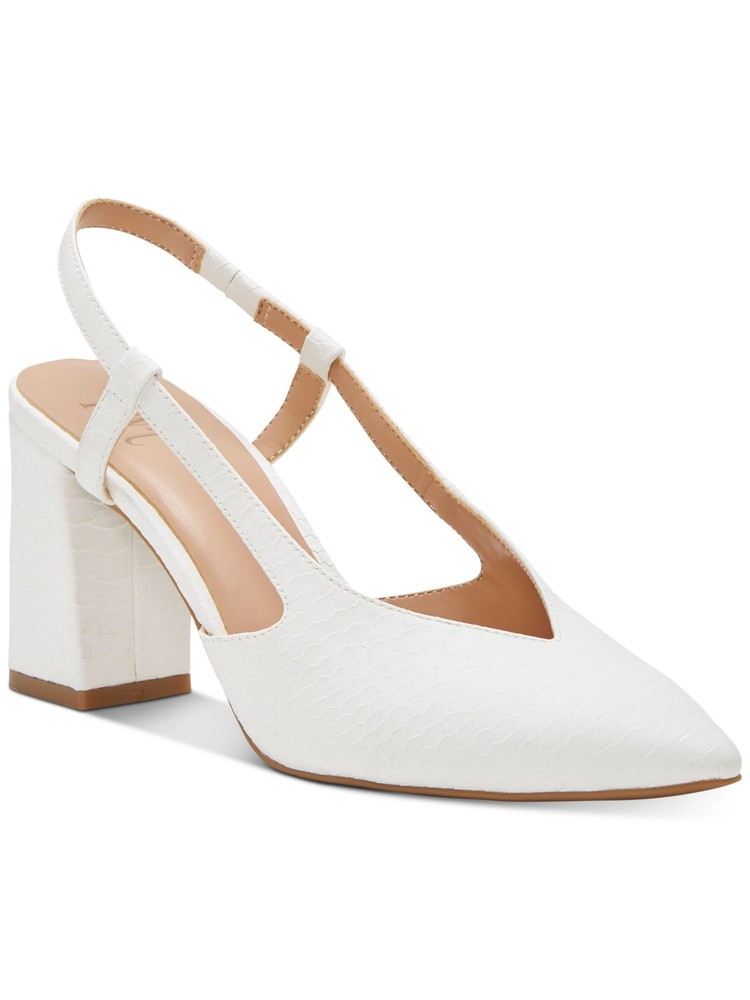 INC Womens White Open Side Brelina Pointed Toe Block Heel Slingback Sandal 7.5 M