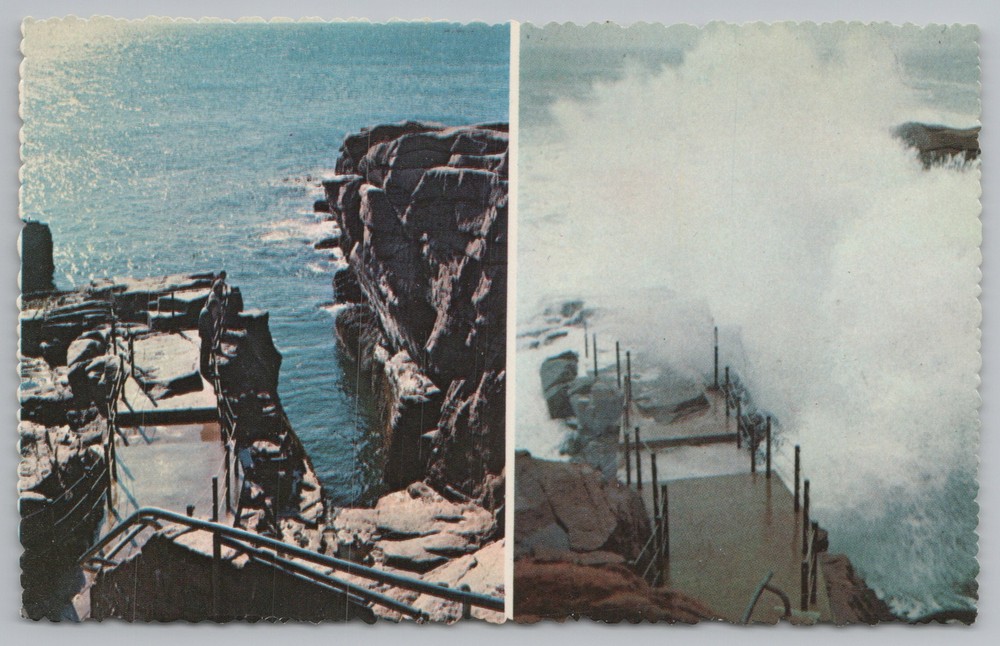 Acadia Notional Park Maine~Thunder Hole~Wild Surf~Vintage Postcard-image
