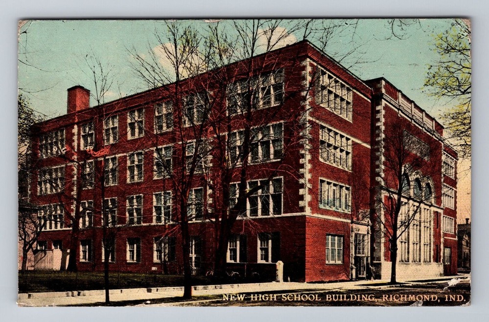 Indiana IN Richmond New High School Building Vintage Postcard