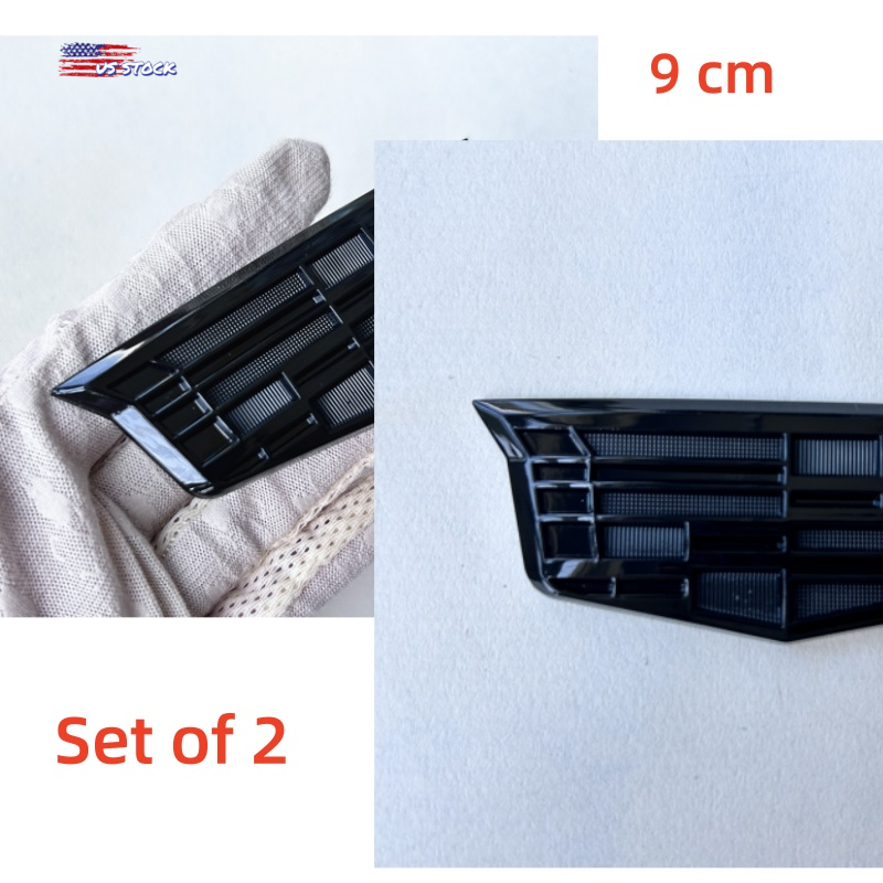 2Pcs All Black Fender Marker Side Body Badge Car Sport V For CT4 XT5 6 Escalade