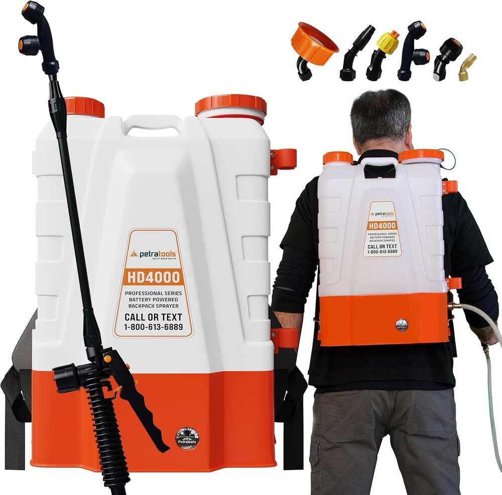 HD4000 Enhanced Backpack Sprayer - 70 PSI, 6 Nozzles, Long-Life Battery