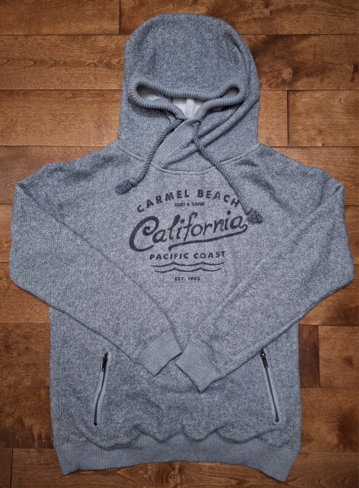Techstyles Womens XL Heather Gray Pullover Hoodie Sweatshirt Carmel Beach CA EUC