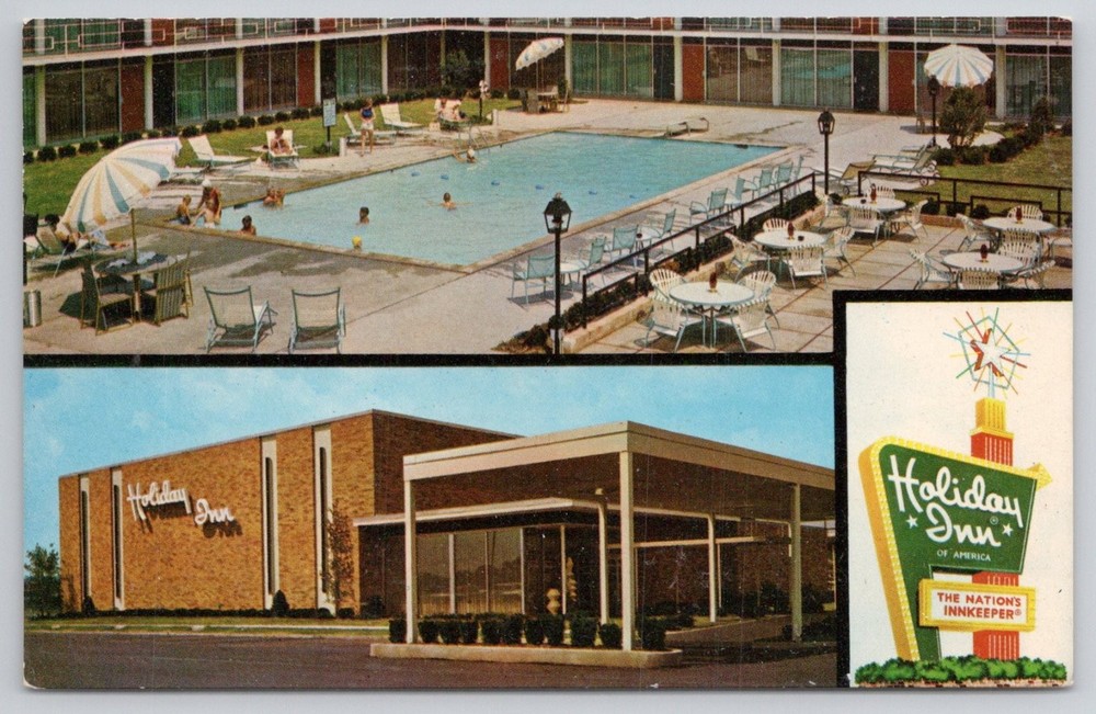 Vintage Holiday Inn Chillicothe Ohio Postcard Pool & Motel Glo-Var Finish