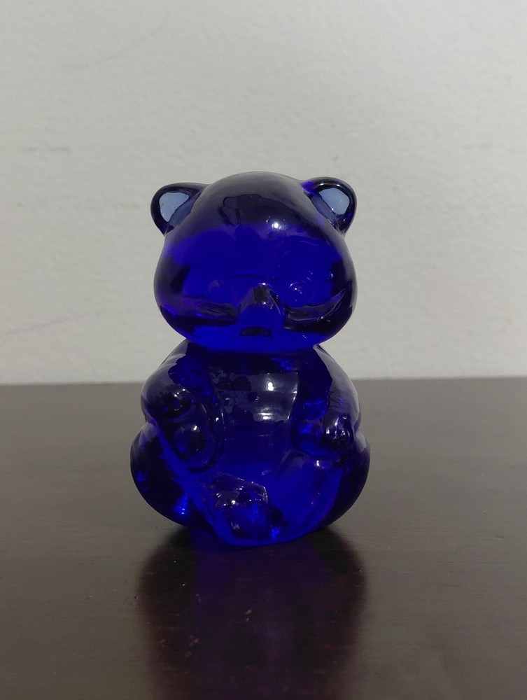 Vintage Fenton Art Glass Cobalt Blue Sitting Bear Figurine