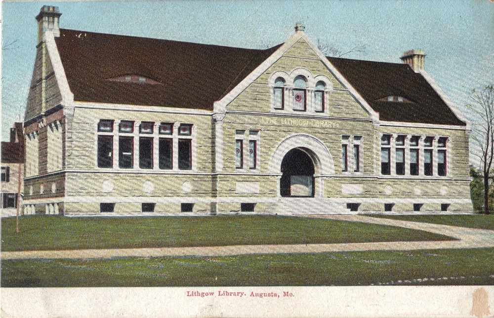 Augusta ME Lithgow Library  Vintage UDB   Postcard UNPOSTED