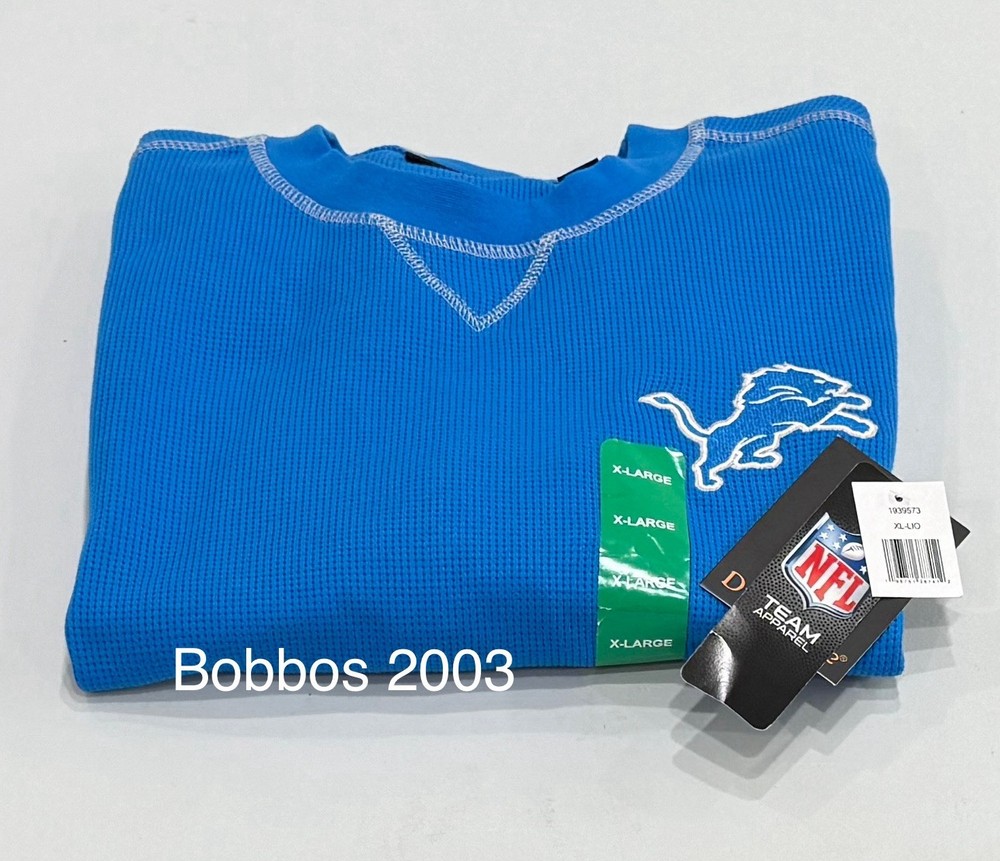 NFL Dunbrooke Men's Thermal Knit Henley Long Sleeve T-Shirt, Blue, Size XL
