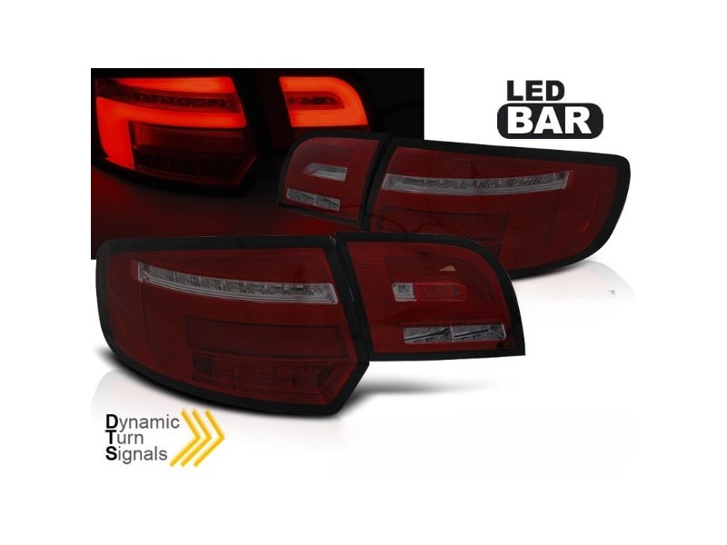 LED BAR TAIL LIGHTS RED SMOKE SEQ fits AUDI A3 8P 5D 2003-2008 Hatchback