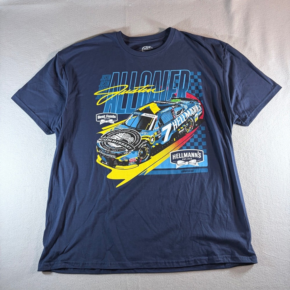 JR Motorsports Justin Allgaier Hellmanns NASCAR Racing T-Shirt Navy XXL