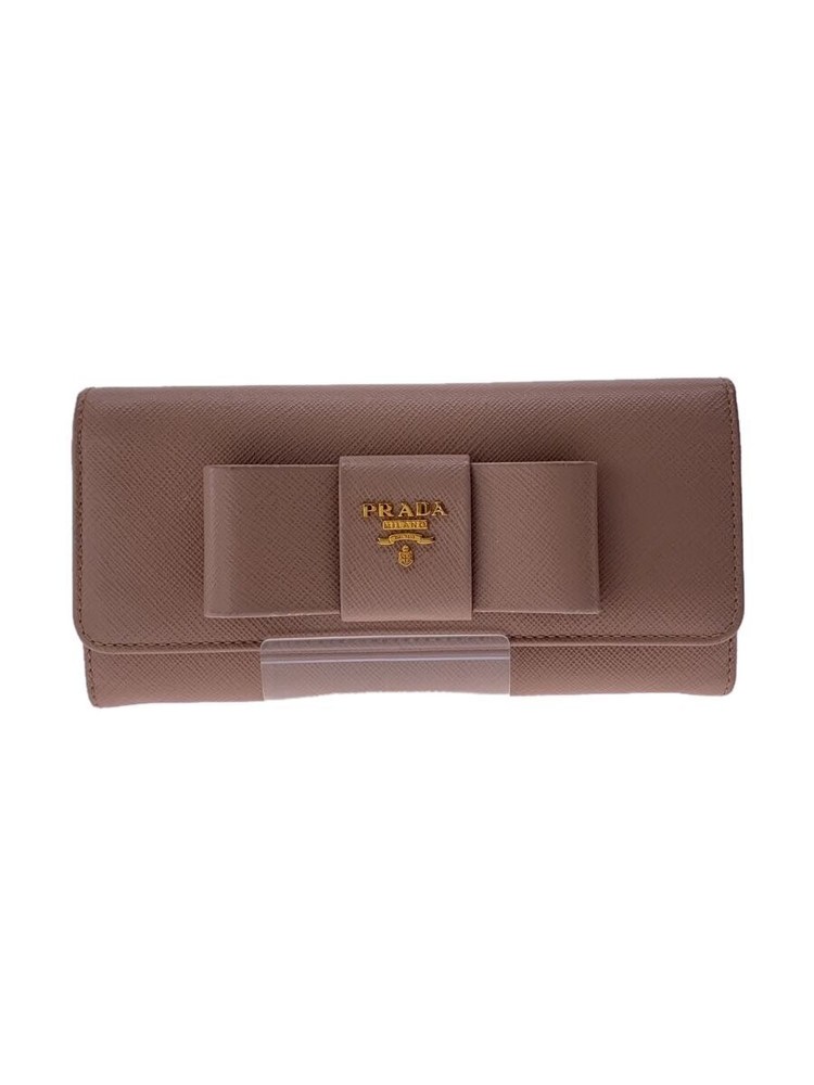 Prada Pink Leather Long Wallet for Women Plain Design