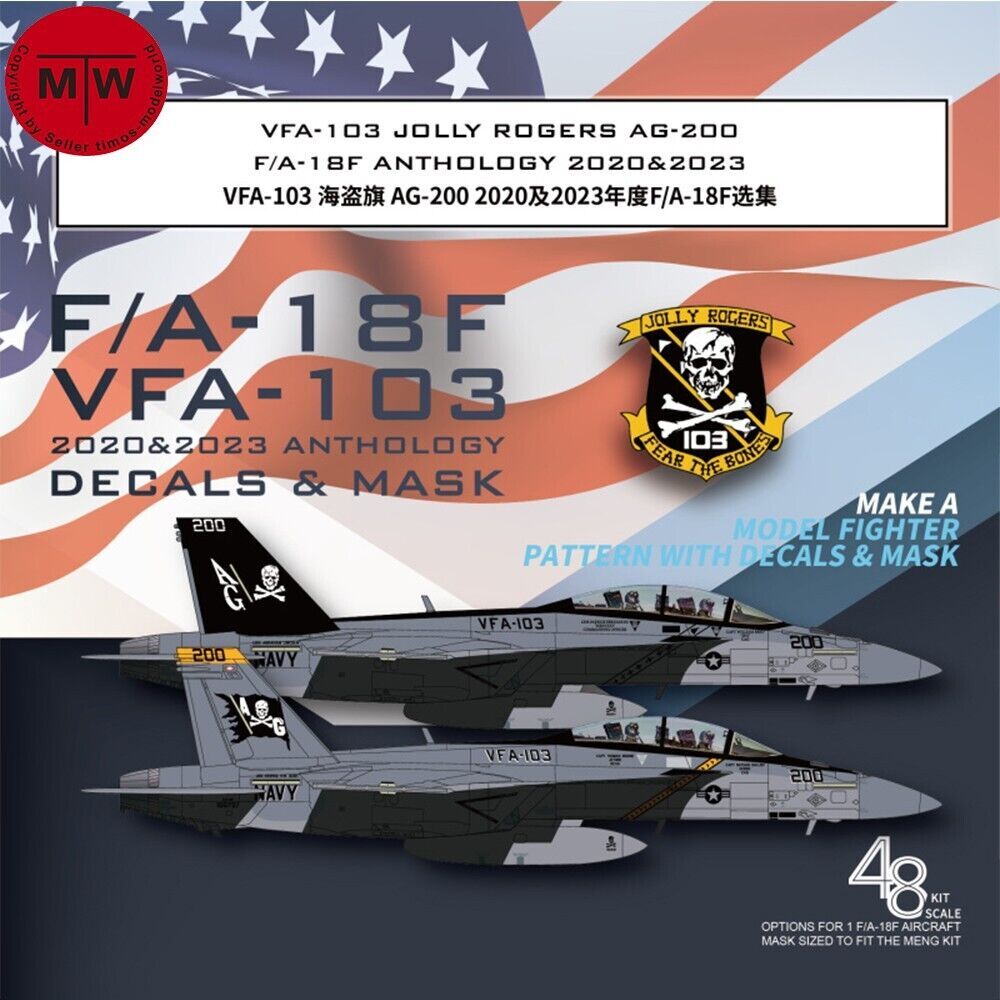1/48 F/A-18F VFA-103 Jolly Rogers 2020&2023 Anthology Decal Mask for Meng LS-013