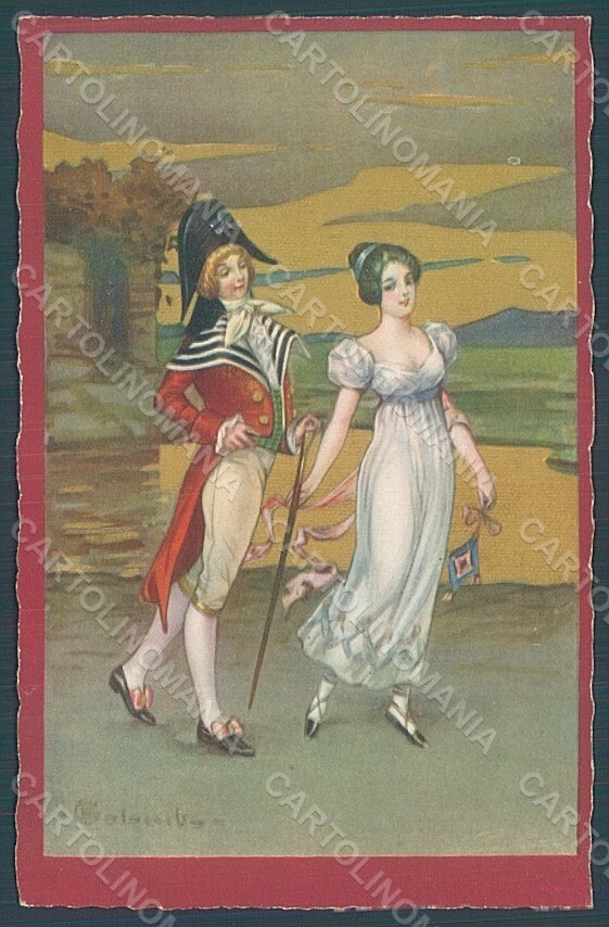 Artist Signed Colombo E. Lady Couple Fashion serie 2167 postcard HR2663