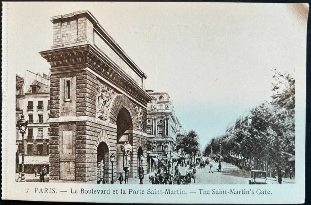 Antique postcard: Le Boulevard et la Porte Saint-Martin, Paris, pre-1907