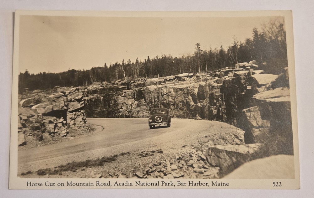 Vtg Postcard Horse Cut Mountain Road Acadia National Park Bar Harbor Maine J21-image
