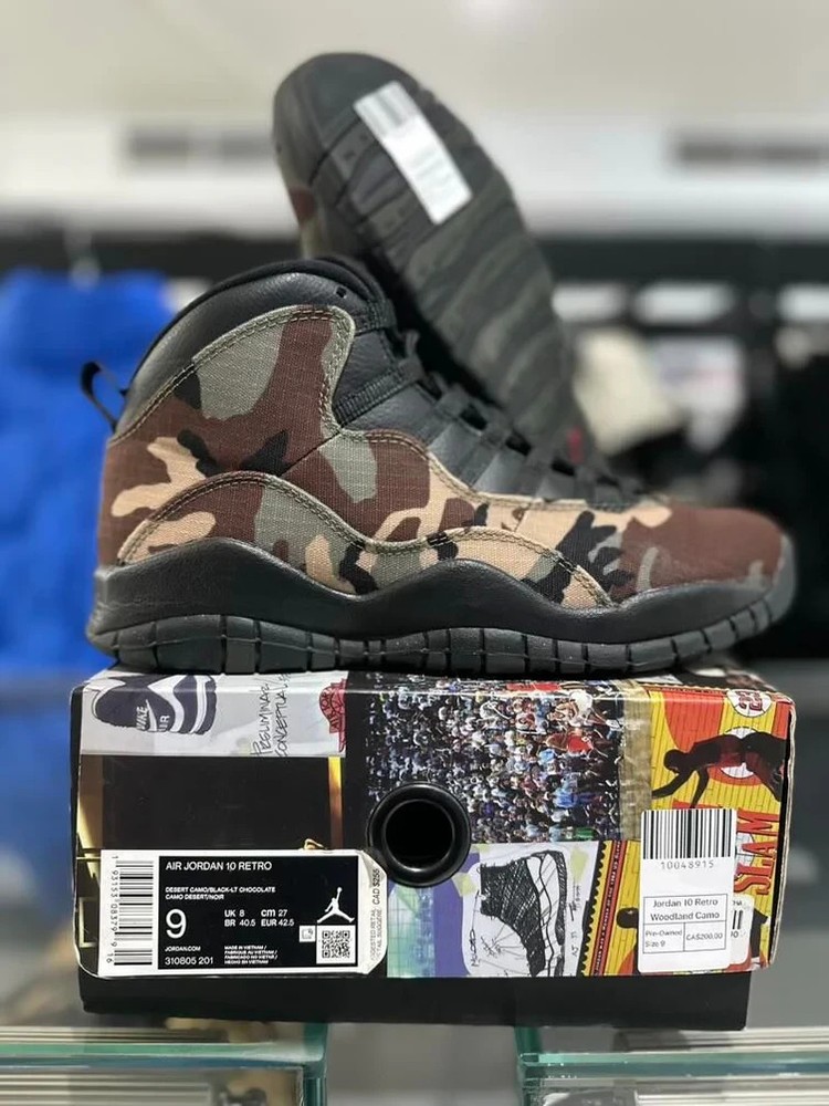 Used Jordan 10 Retro Woodland Camo 2RPO6X6R9EPC Size 9 SHIPS FAST