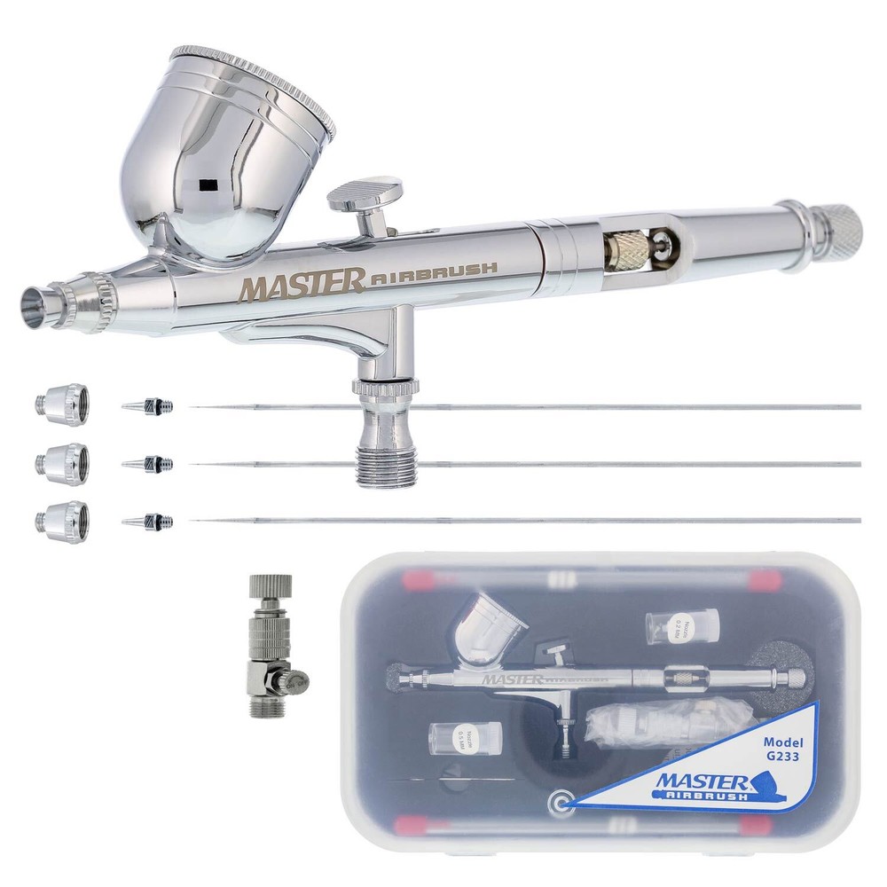 G233 Pro Set Master Gravity Airbrush Kit 3 Fluid Tips, Hobby Auto Paint Nail Art