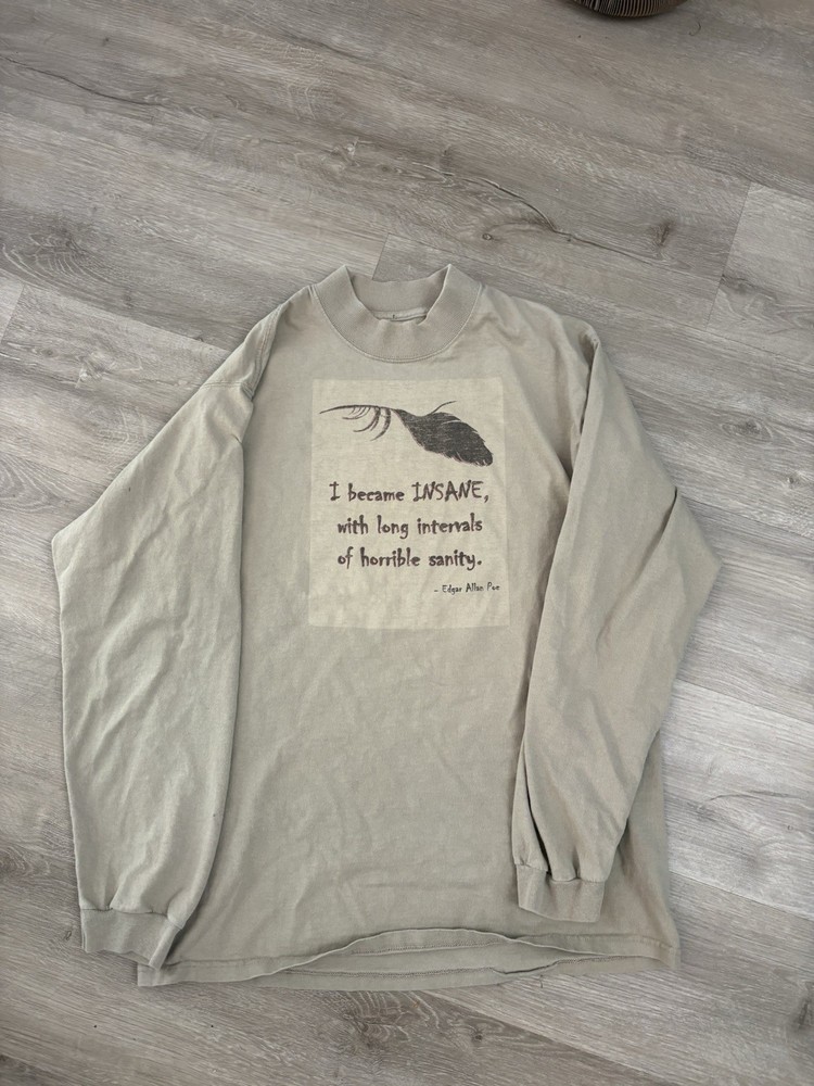 Vintage 90s Edgar Allen Poe Book Poetry Quote Shirt Size Large