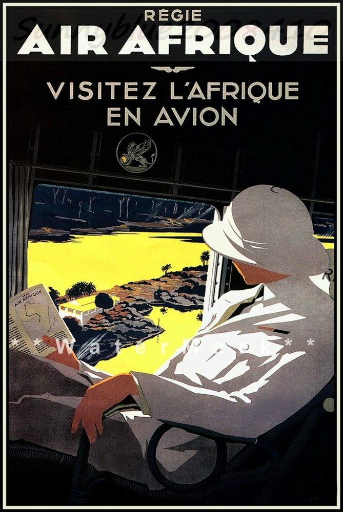 Visit Africa  Air Afrique 1936 Vintage Retro Style Poster Print Airline Travel