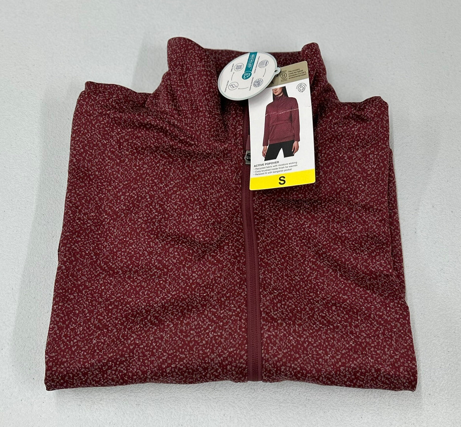 Mondetta Women's Active Popover 1/2 Zip Pullover, Oxblood Red Combo, Size S