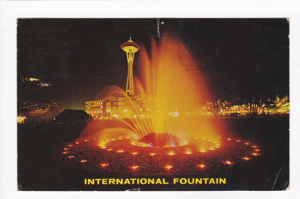 International Fountain Seattle World's Fair Space Needle WA Chrome Postcard