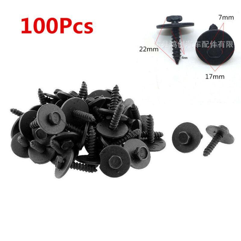 100* Car Screw Body Fender Bumper Retainer Clips 7Mm Indented Hex Washer Head US