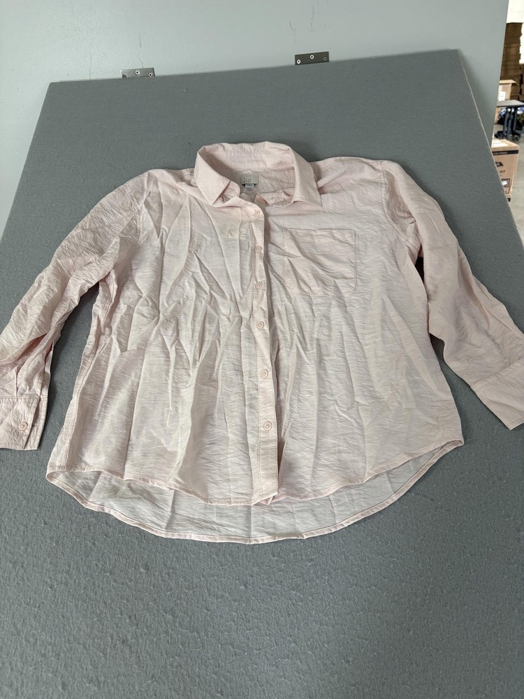A New Day Shirt Womens Medium Light Pink Button Down Long Sleeve Collared Pocket