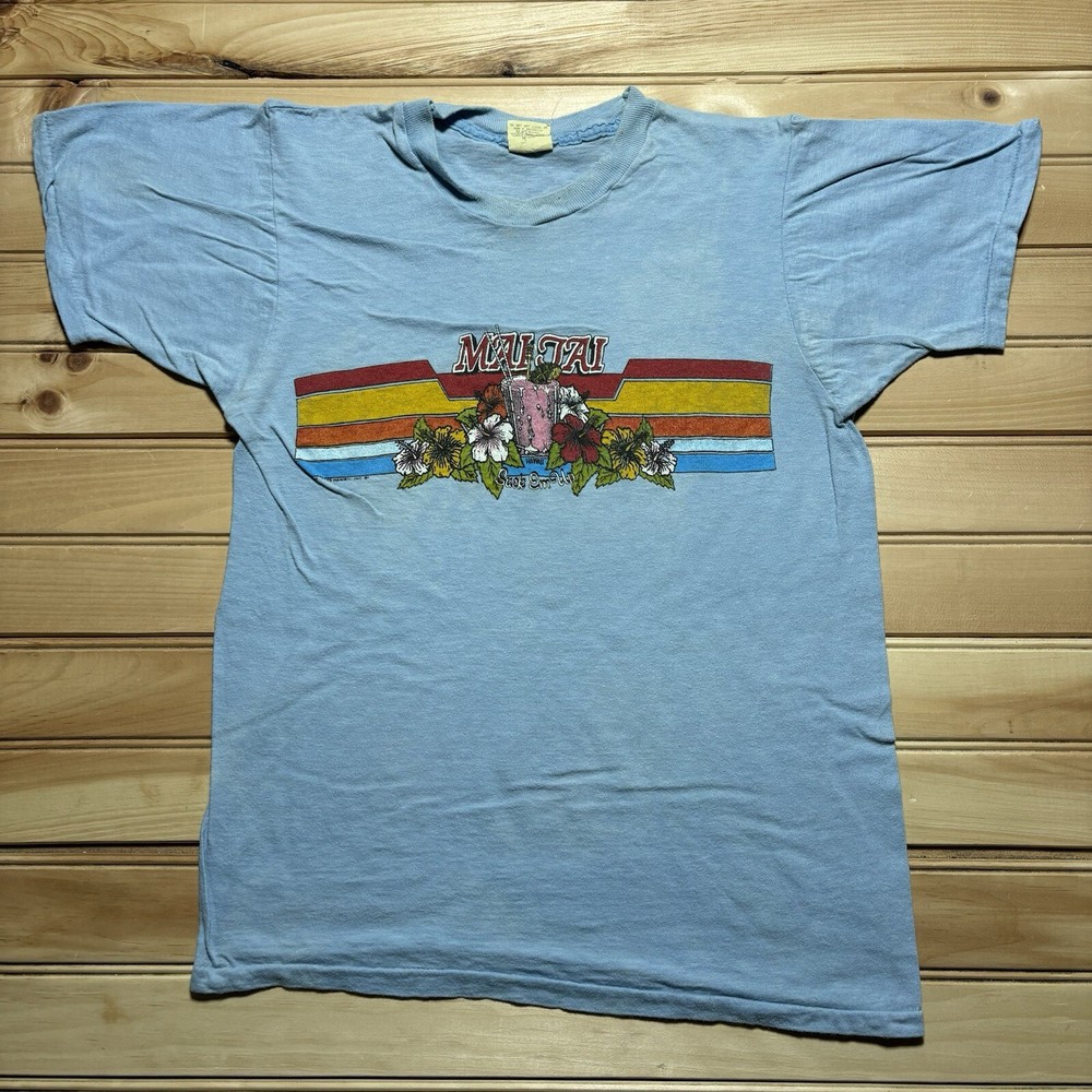 Vintage 70s 80s Mai Jau Suck em Up Hawaii Hawaiian Style Rainbow Shirt Size M