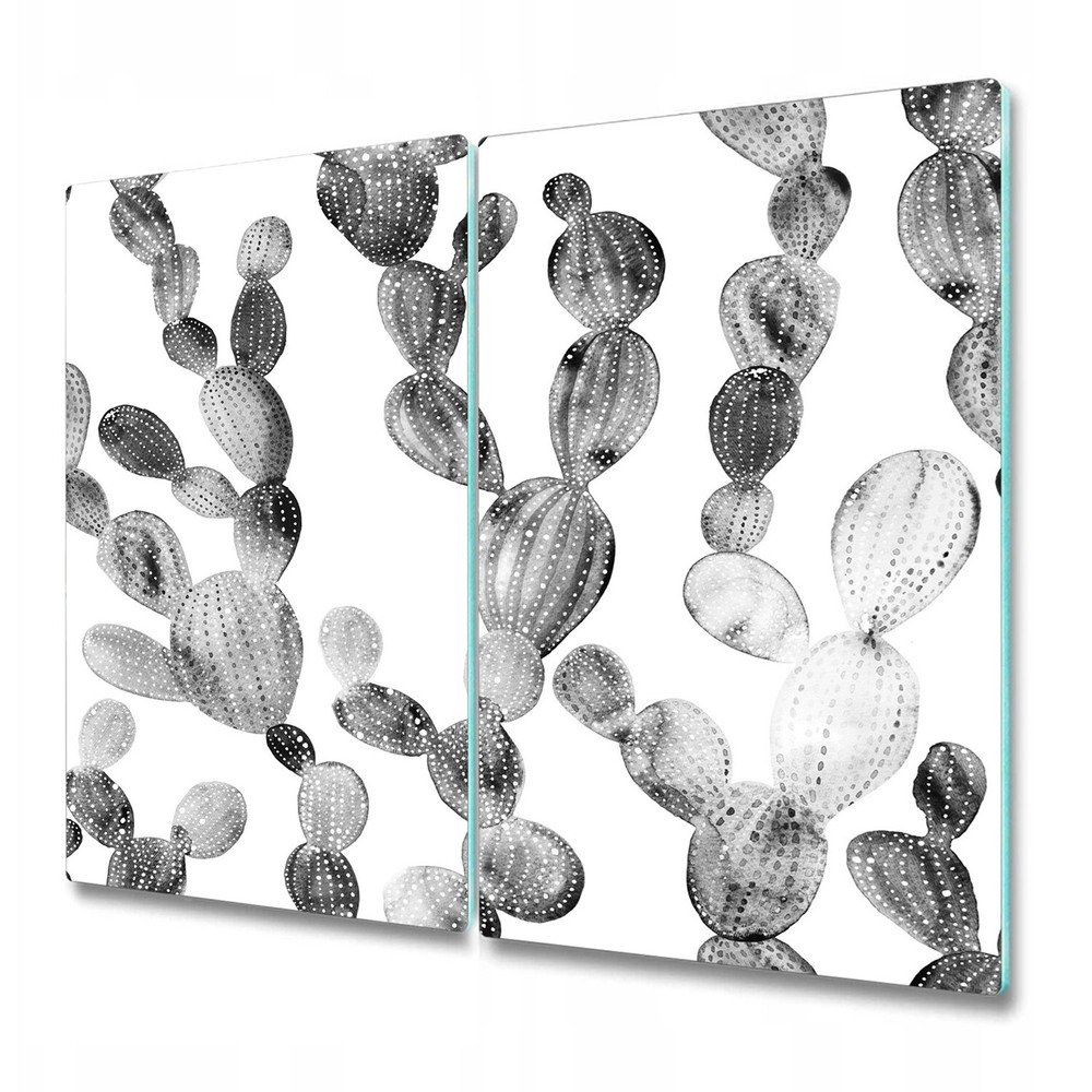 Glass Worktop Saver Kitchen Cactus Black and white Art print Boho Minimalist