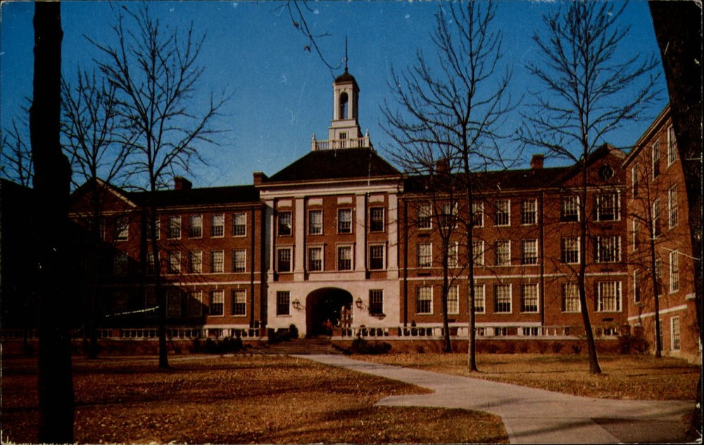 Oxford Ohio Miami University Upham Hall classrooms unused vintage postcard
