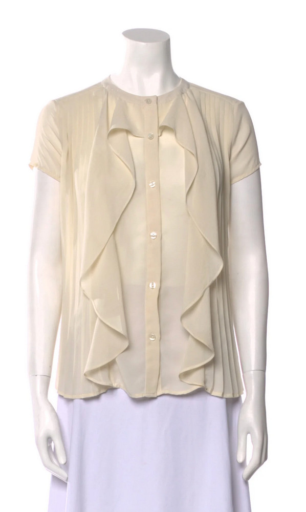 See by Chloe short-sleeve blouse, pretty feminine button-down cream color top