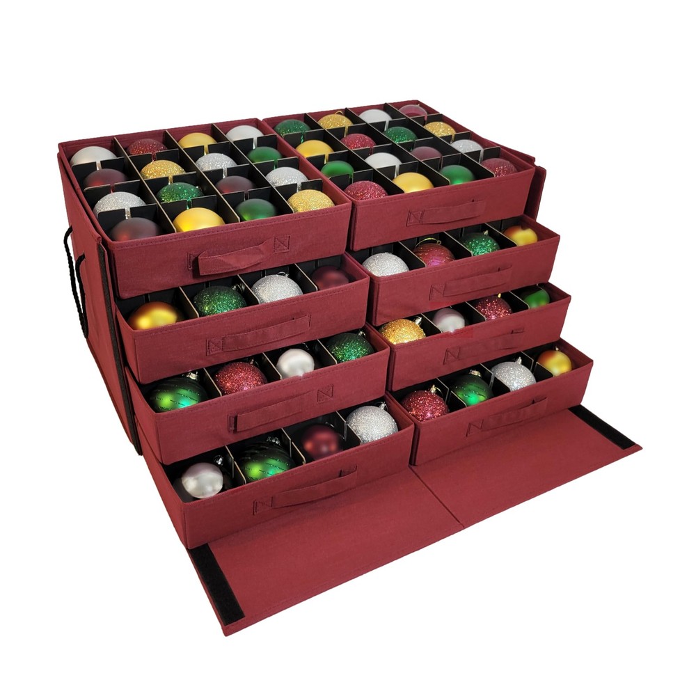 Christmas Ornament Storage Box with Adjustable Dividers – Holds 128 Ornaments, Acid-Free Protection-image