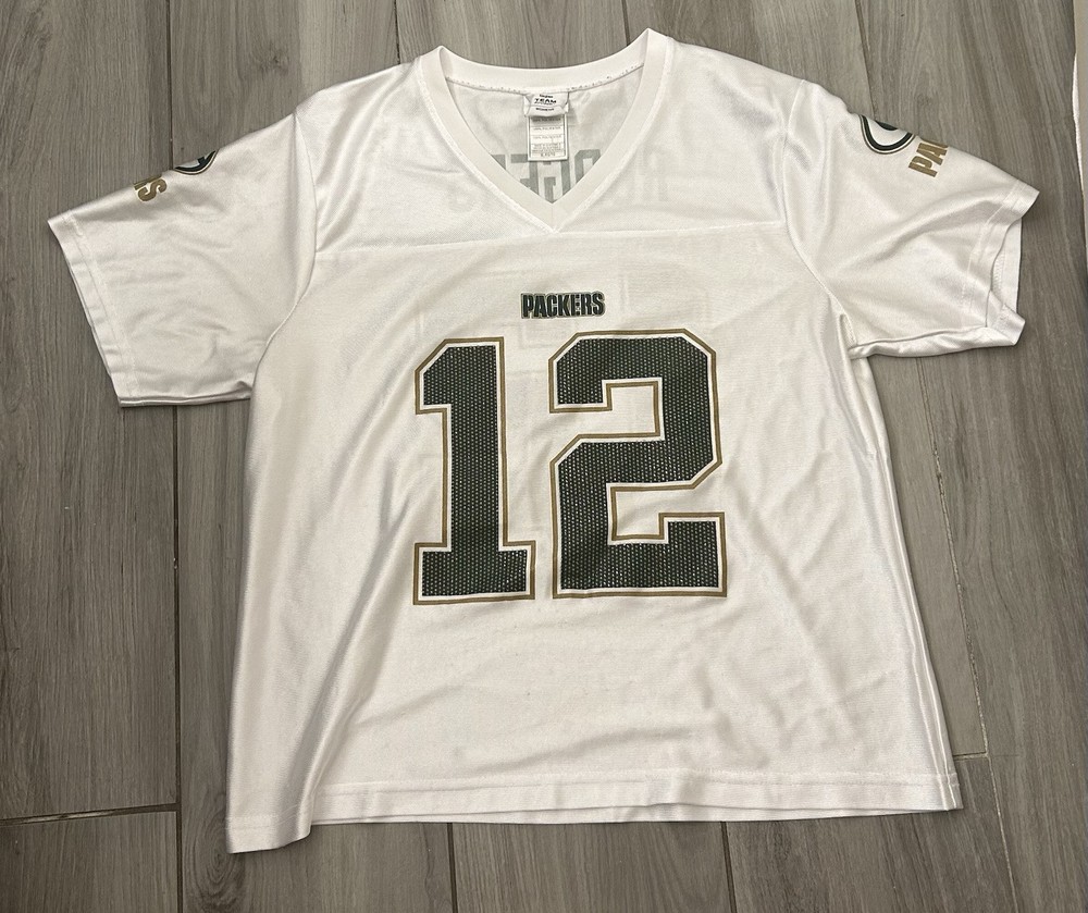 NFL Green Bay Packers Jersey Womens SIZE XL Rogers #12 White Green Jeweled (896)