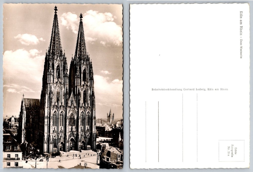 Cologne Cathedral RPPC Postcard - Dom West Side Köln am Rhein Germany