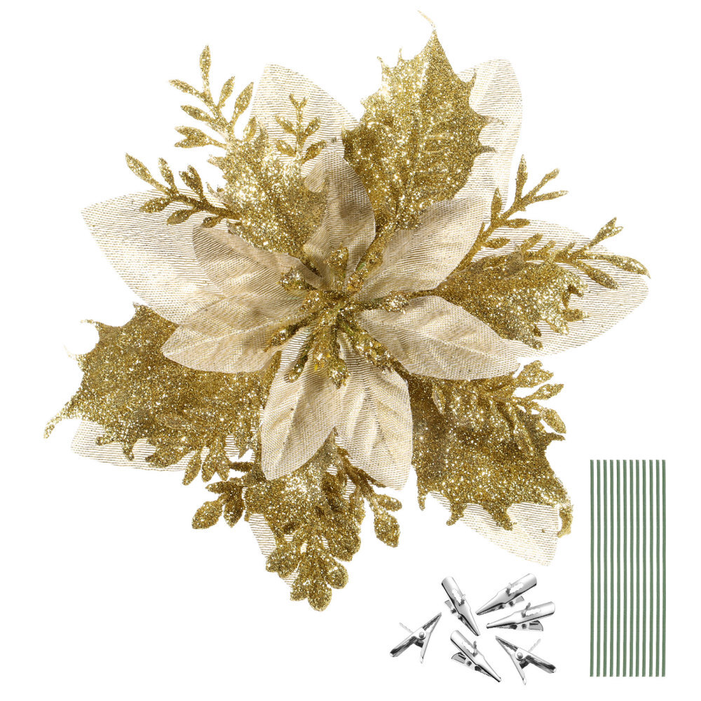 Poinsetta Christmas Flowers Tree Decorations Lights Outdoor