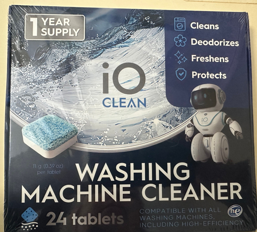 iO Clean Washing Machine Cleaner Tablets - 24 Count - Works in All Machines Including HE