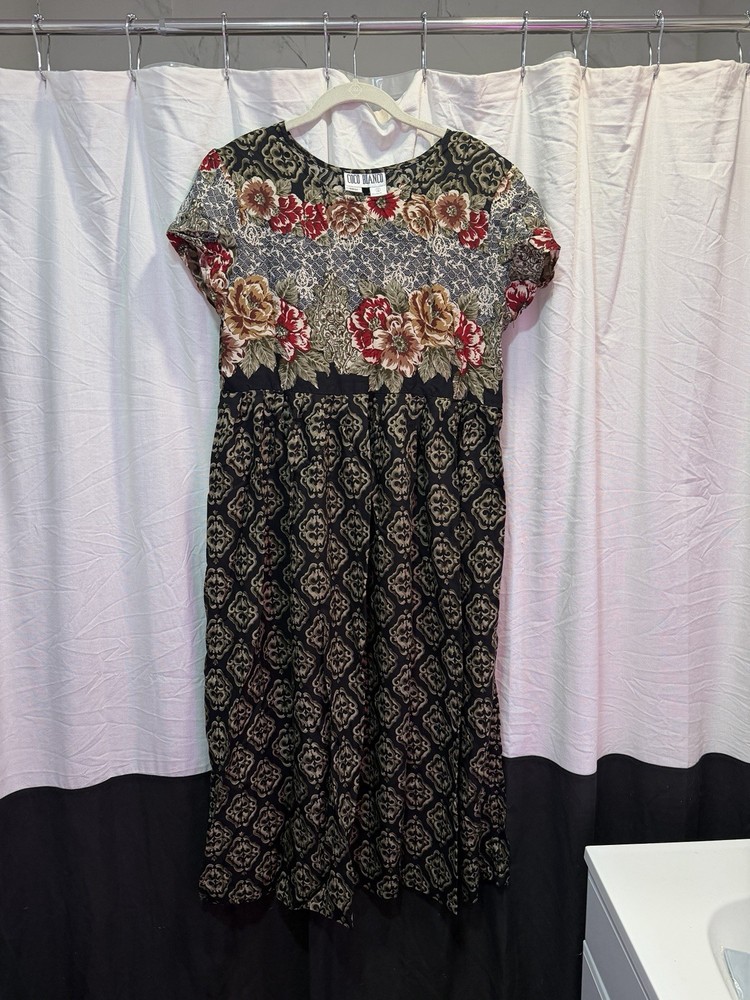 Vintage Coco Bianco Floral Midi Dress Women’s Size 12