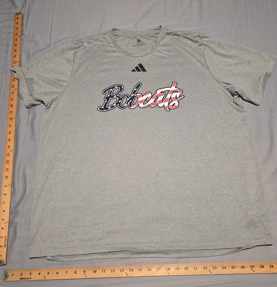 Texas State Bob Cats T Shirt Gray American Flag Bob Cat Letter Graphic Size 2XL