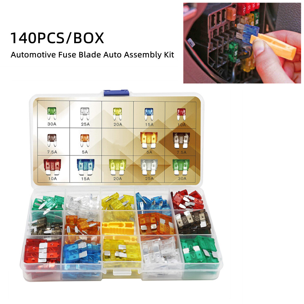 140PCS/Box Car Fuses Automotive Standard Mini Blade Fuse Kit Auto Fuse Assorted