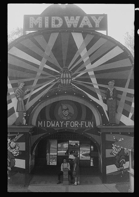 Photo:Midway For Fun Carnival Entrance 1930s Clowns Fairground Sign