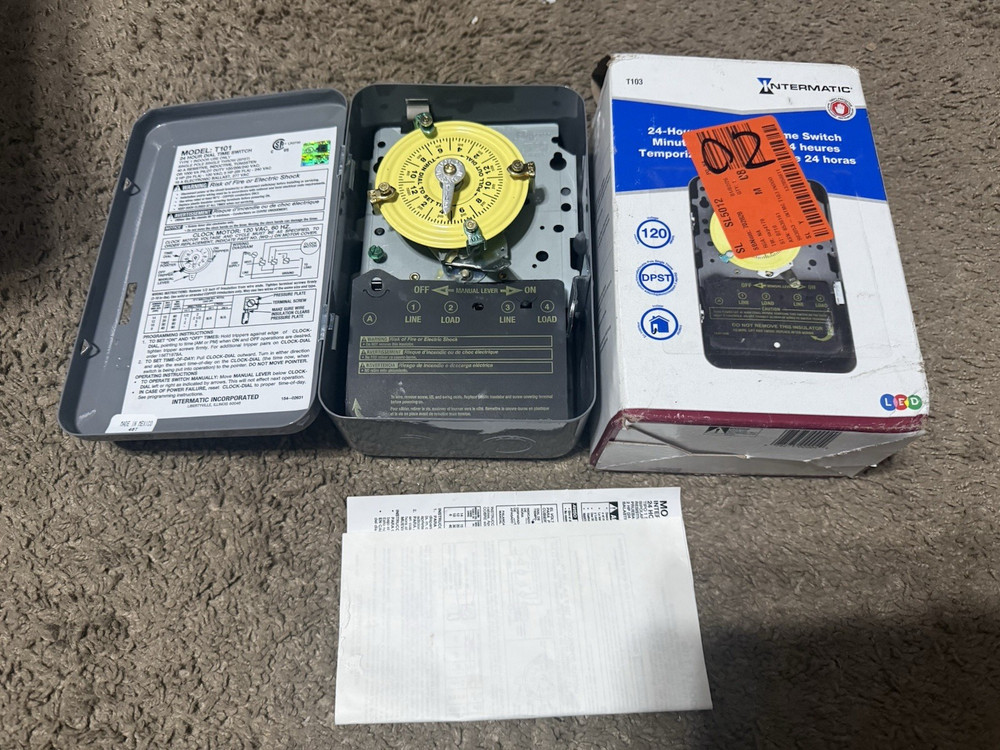Intermatic 120V DPST 24 Hour Mechanical Time Switch (T103) TESTED