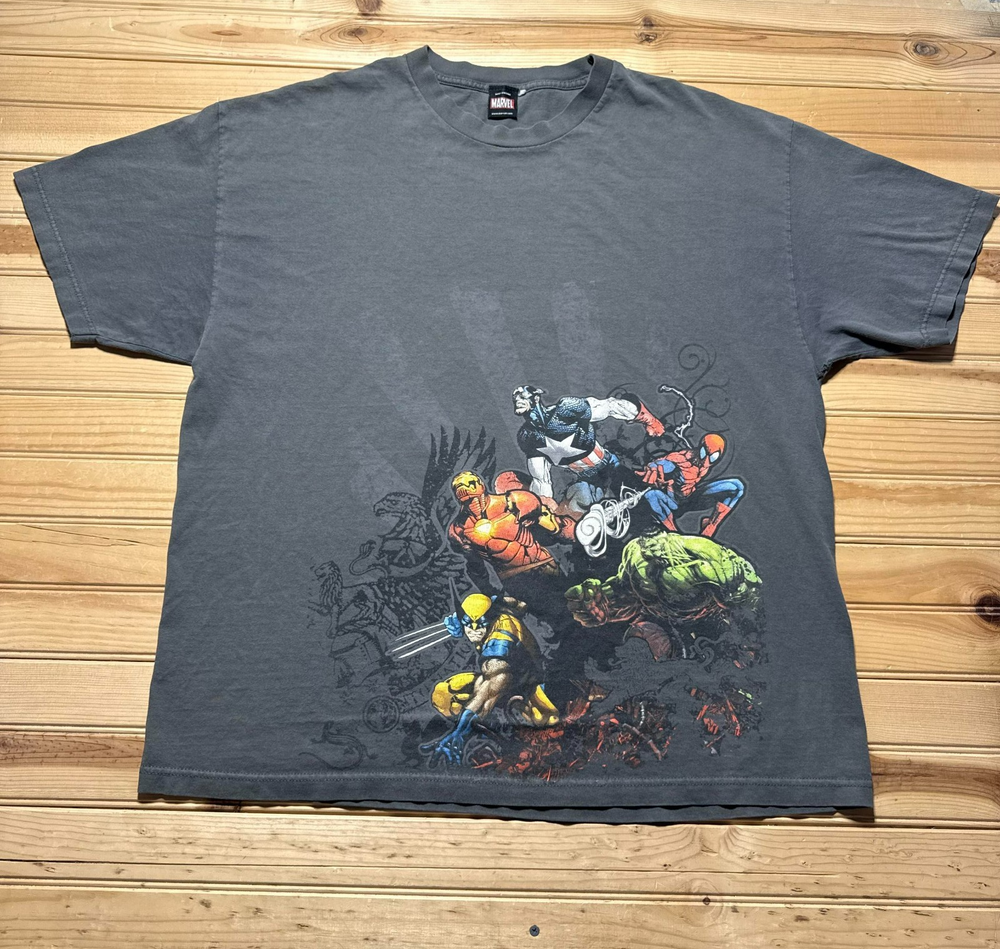 Vintage 90s Marvel Wolverine Hulk Spider-Man Captain America Iron Man Shirt 2XL
