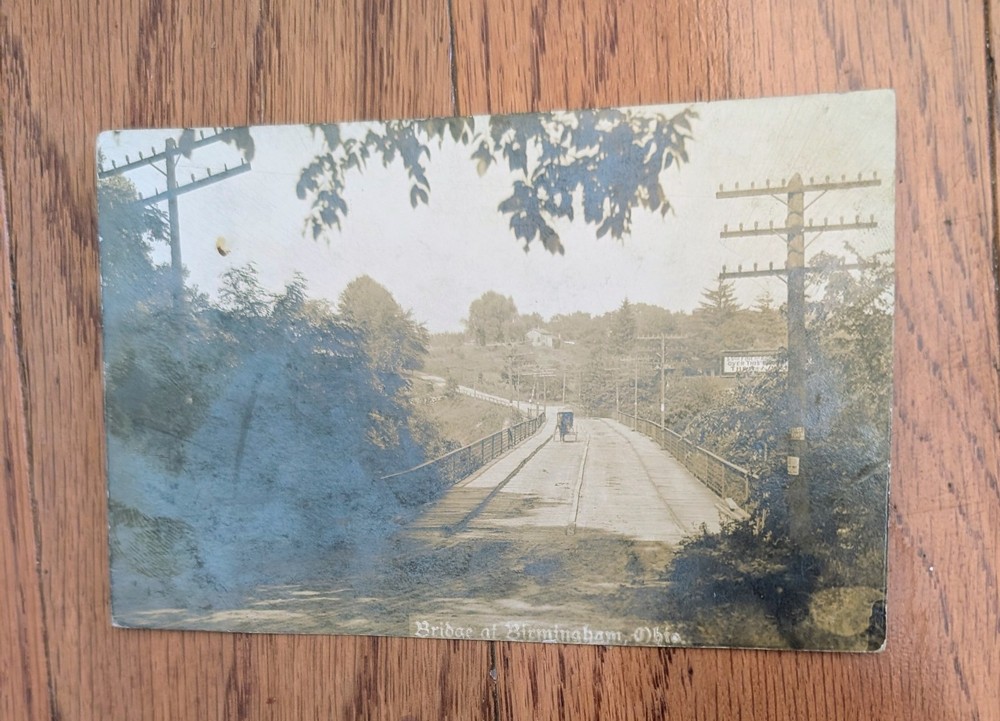 Bridge At Birmingham Ohio RPPC Real Photo Postcard 1912