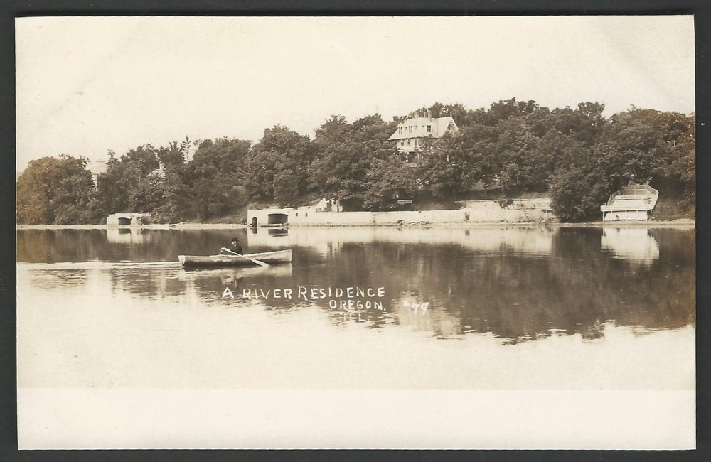 OREGON ILLINOIS A River Residence RPPC c. 1908 Real Photo Postcard