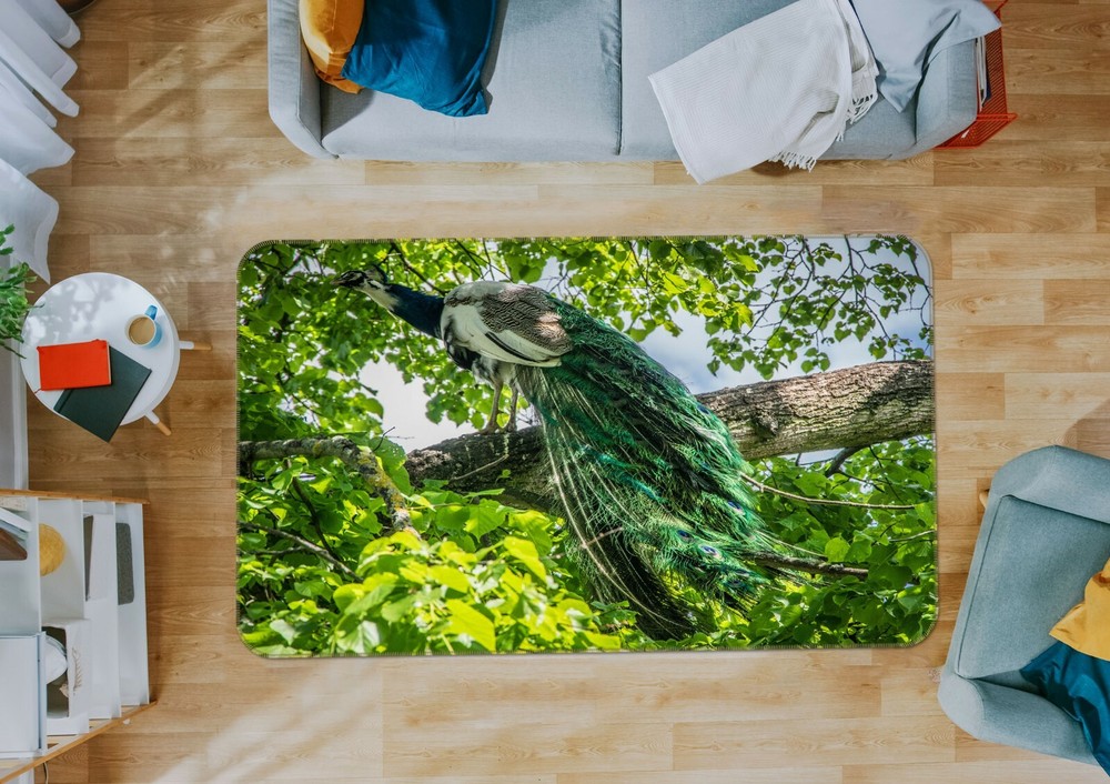 3D Branch Peacock O3159 Animal Non Slip Rug Mat Elegant Photo Carpet Fay