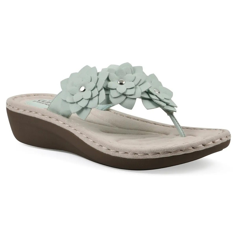 Women Mint Comfort Wide Strap Sandals Man Made Sole