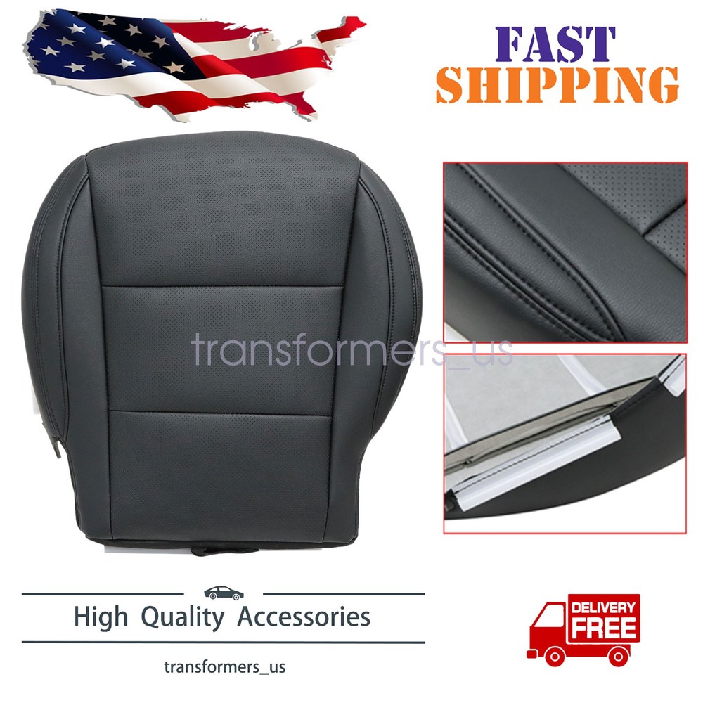 For 2012-2019 Hyundai Santa Fe Driver Perforated Leather Bottom Seat Cover Black