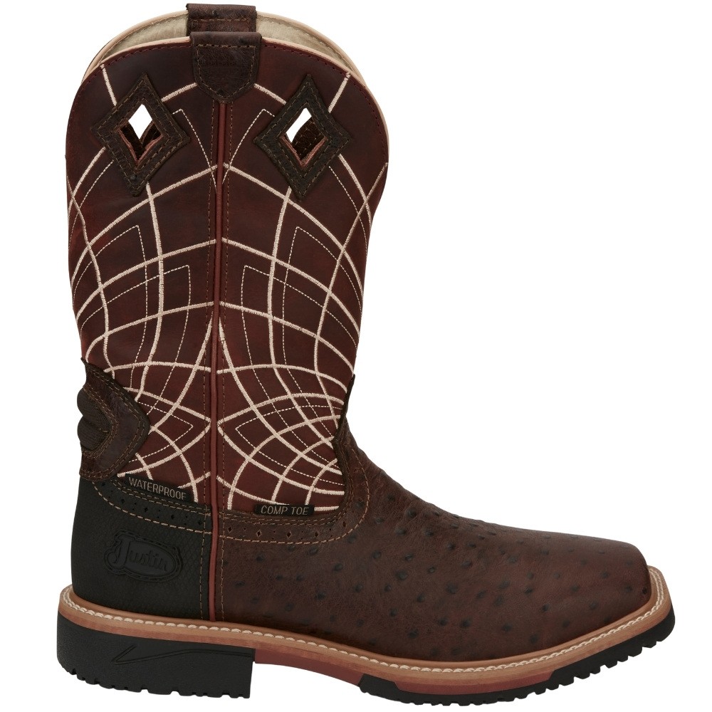 Justin Original Workboots Derrickman 12 Inch Waterproof Steel Toe Work Boot for Men